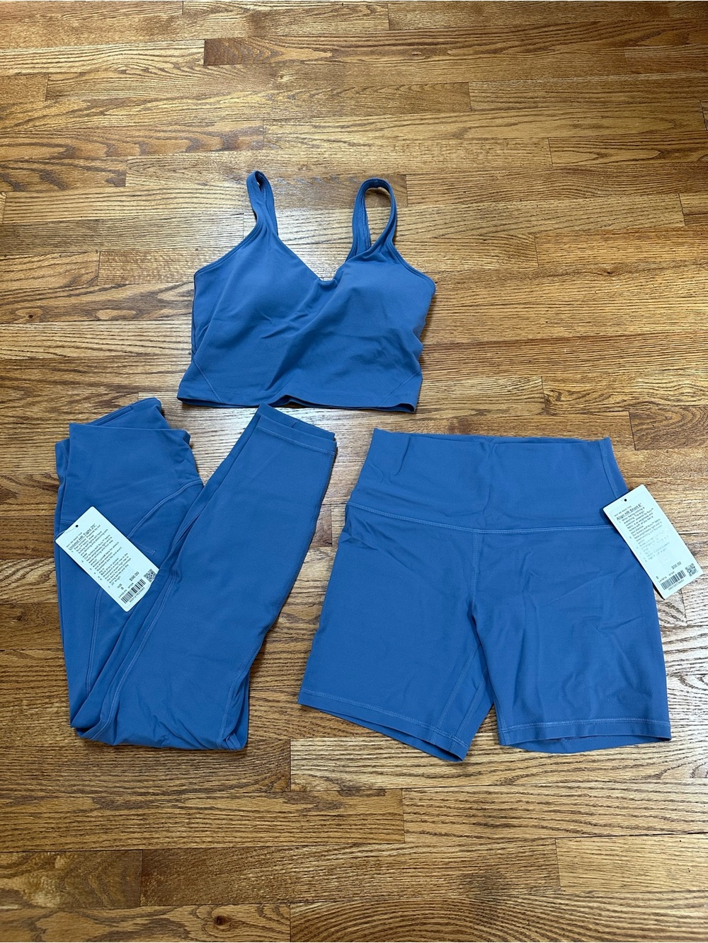 NEW Lululemon set of Water Drop Blue - Align Tank, Align Short, Unlimit Tight 8